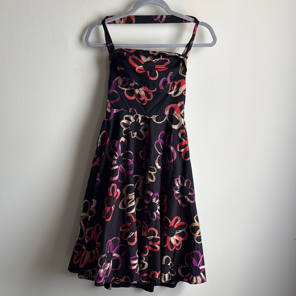 ANTHROPOLOGIE  GIRLS FROM SAVOY FLORAL BLACK DRESS SIZE 2
